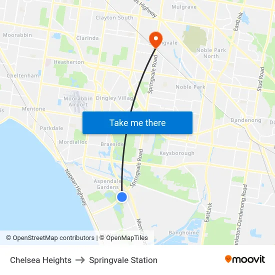 Chelsea Heights to Springvale Station map