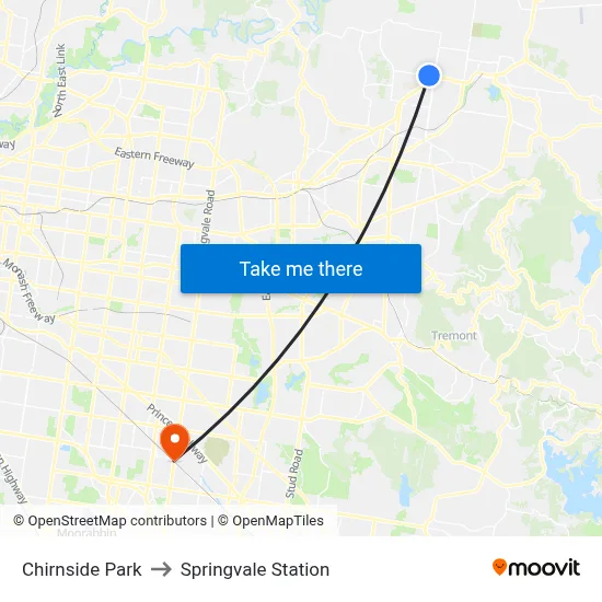 Chirnside Park to Springvale Station map