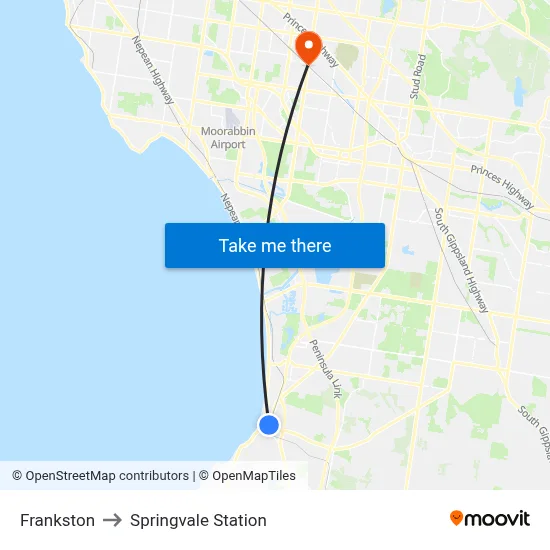 Frankston to Springvale Station map
