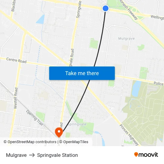 Mulgrave to Springvale Station map