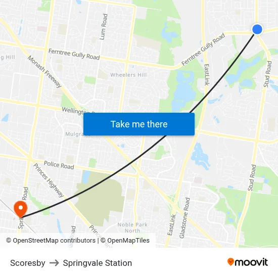 Scoresby to Springvale Station map