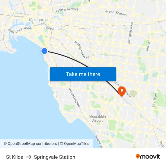 St Kilda to Springvale Station map