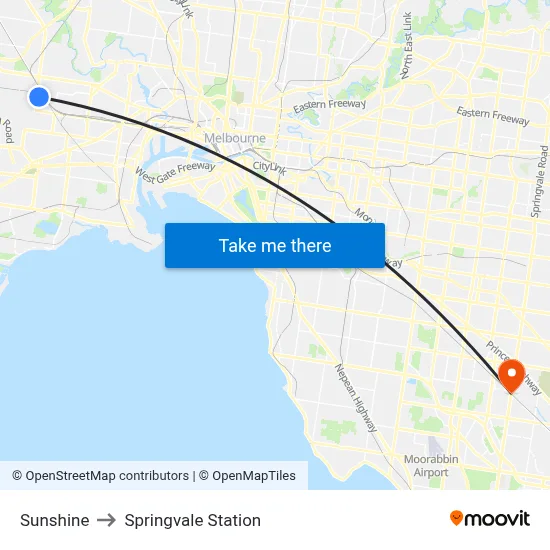 Sunshine to Springvale Station map
