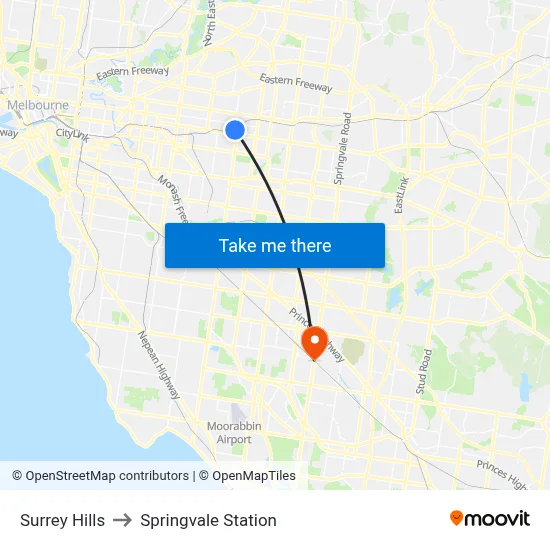 Surrey Hills to Springvale Station map