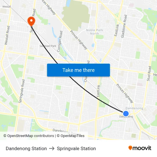 Dandenong Station to Springvale Station map
