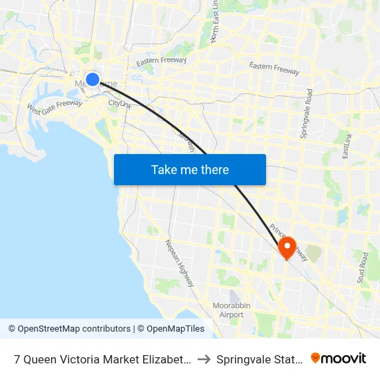 7 Queen Victoria Market Elizabeth St to Springvale Station map