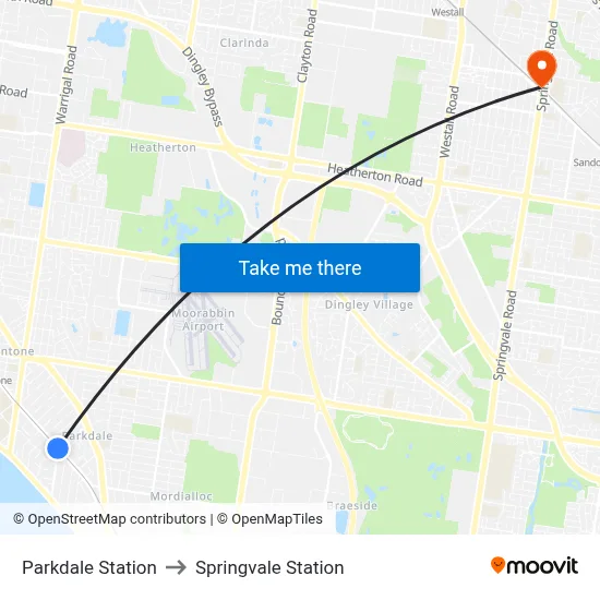 Parkdale Station to Springvale Station map