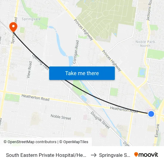 South Eastern Private Hospital/Heatherton Rd to Springvale Station map