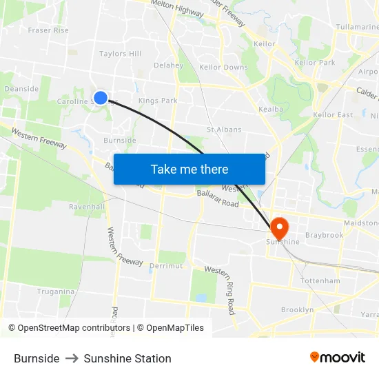 Burnside to Sunshine Station map