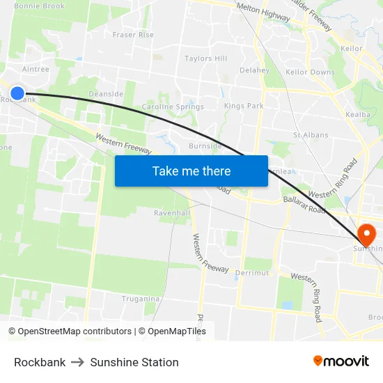 Rockbank to Sunshine Station map