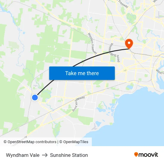 Wyndham Vale to Sunshine Station map