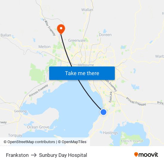 Frankston to Sunbury Day Hospital map