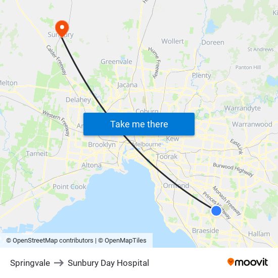 Springvale to Sunbury Day Hospital map