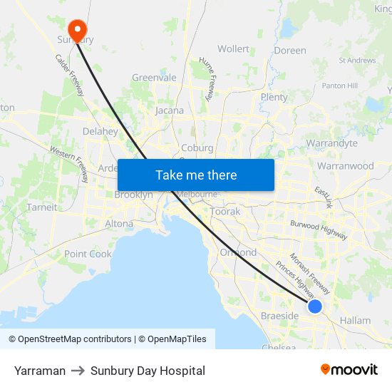 Yarraman to Sunbury Day Hospital map