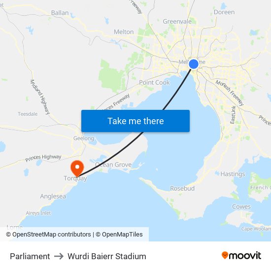 Parliament to Wurdi Baierr Stadium map