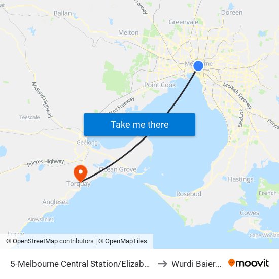 5-Melbourne Central Station/Elizabeth St (Melbourne City) to Wurdi Baierr Stadium map