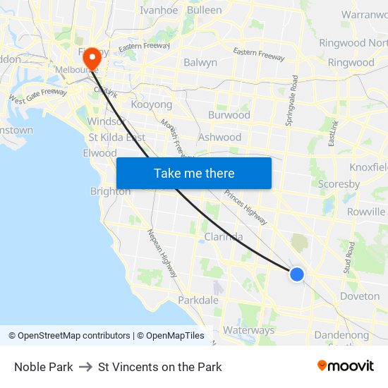 Noble Park to St Vincents on the Park map