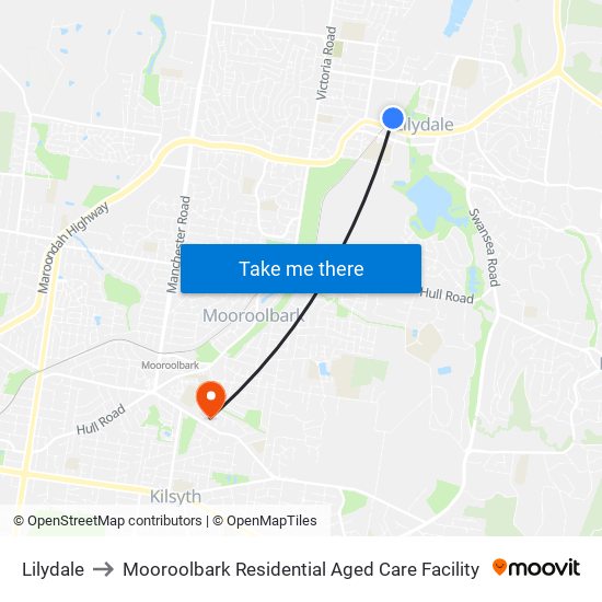 Lilydale to Mooroolbark Residential Aged Care Facility map