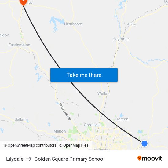 Lilydale to Golden Square Primary School map