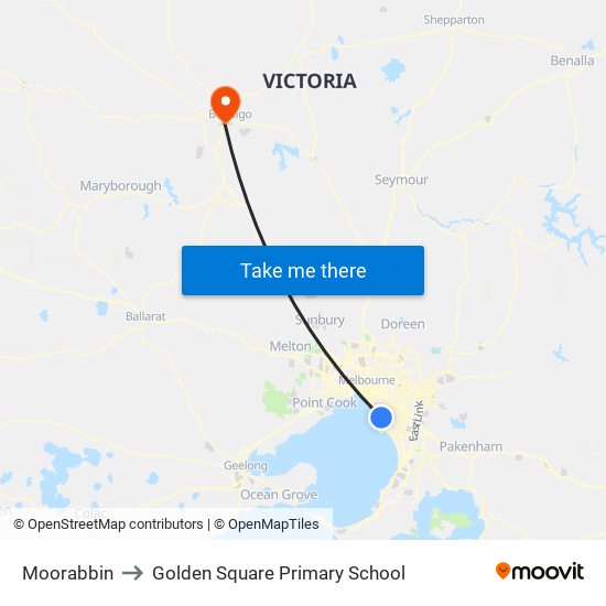 Moorabbin to Golden Square Primary School map