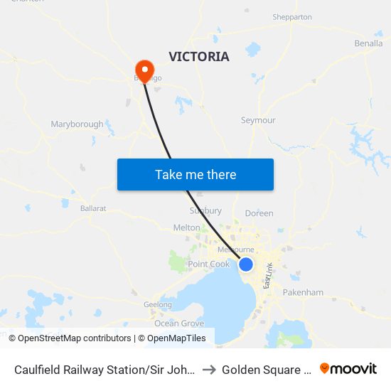 Caulfield Railway Station/Sir John Monash Dr (Caulfield East) to Golden Square Primary School map