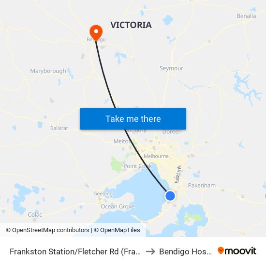 Frankston Station/Fletcher Rd (Frankston) to Bendigo Hospital map