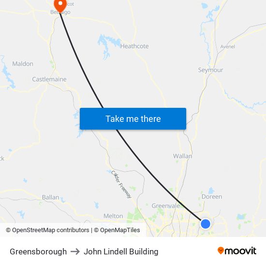 Greensborough to John Lindell Building map