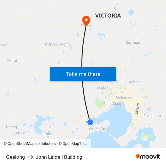 Geelong to John Lindell Building map