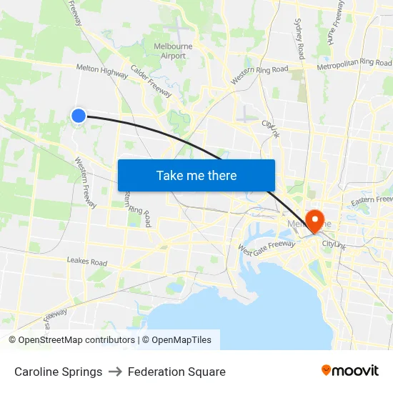 Caroline Springs to Federation Square map