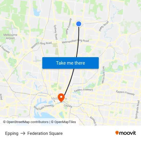 Epping to Federation Square map