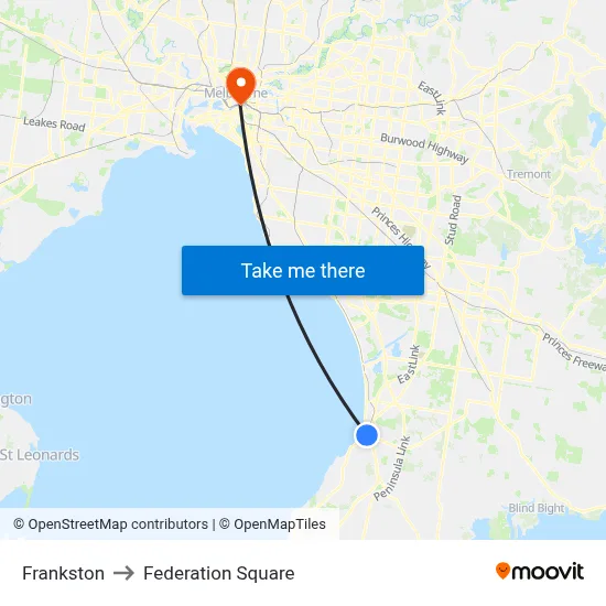 Frankston to Federation Square map