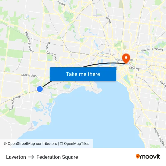 Laverton to Federation Square map