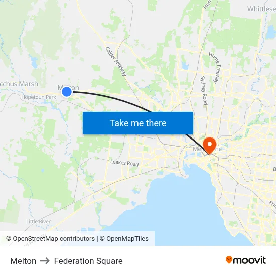 Melton to Federation Square map