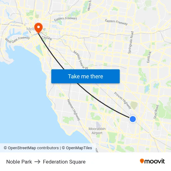 Noble Park to Federation Square map