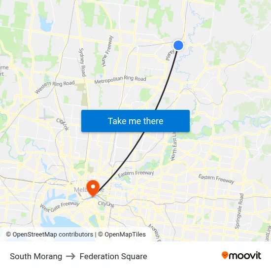 South Morang to Federation Square map