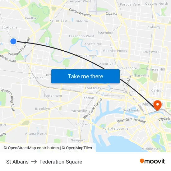St Albans to Federation Square map