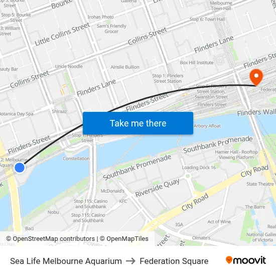 Sea Life Melbourne Aquarium to Federation Square map