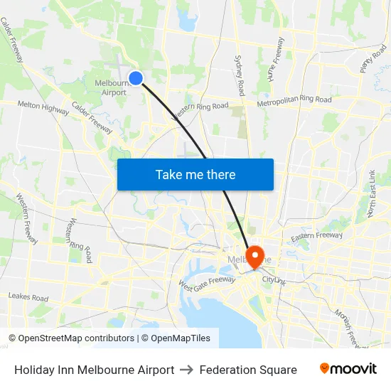 Holiday Inn Melbourne Airport to Federation Square map