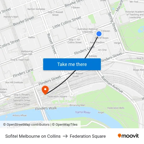 Sofitel Melbourne on Collins to Federation Square map