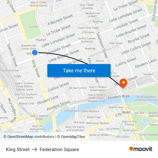 King Street to Federation Square map
