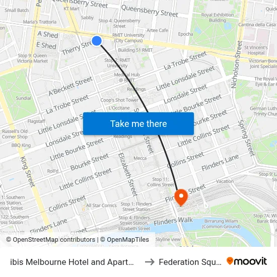 ibis Melbourne Hotel and Apartments to Federation Square map