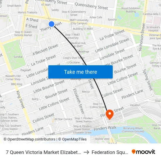 7 Queen Victoria Market Elizabeth St to Federation Square map