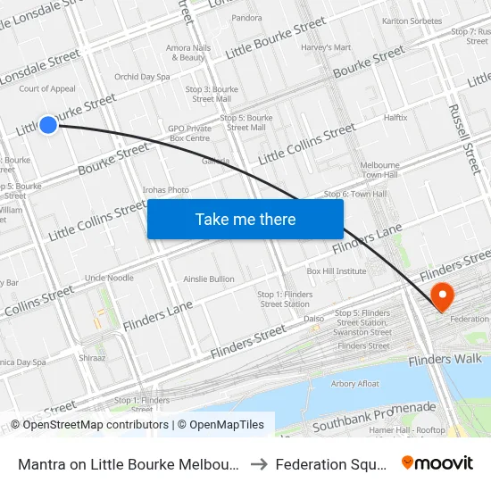 Mantra on Little Bourke Melbourne to Federation Square map
