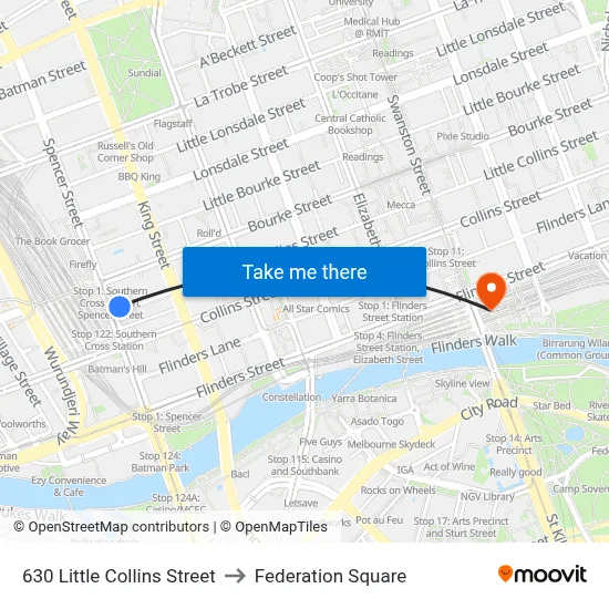 630 Little Collins Street to Federation Square map