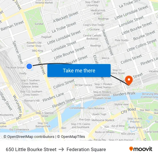 650 Little Bourke Street to Federation Square map