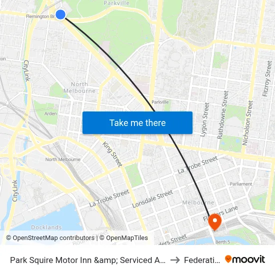Park Squire Motor Inn &amp; Serviced Apartments - Free Car Park, Melbourne to Federation Square map