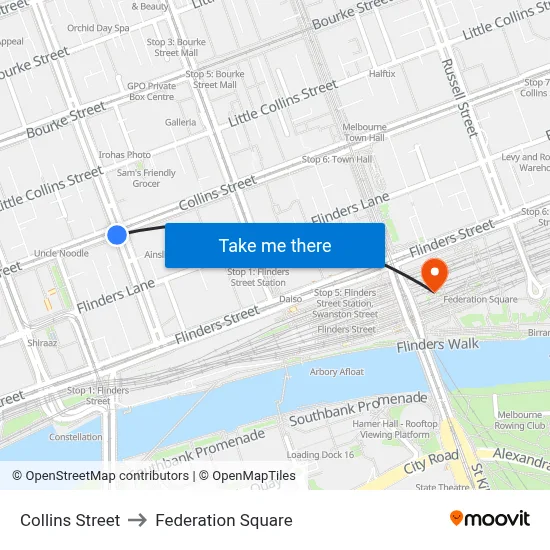 Collins Street to Federation Square map