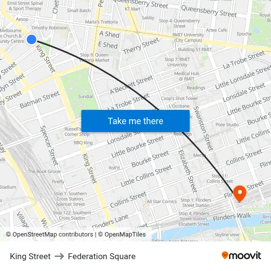 King Street to Federation Square map