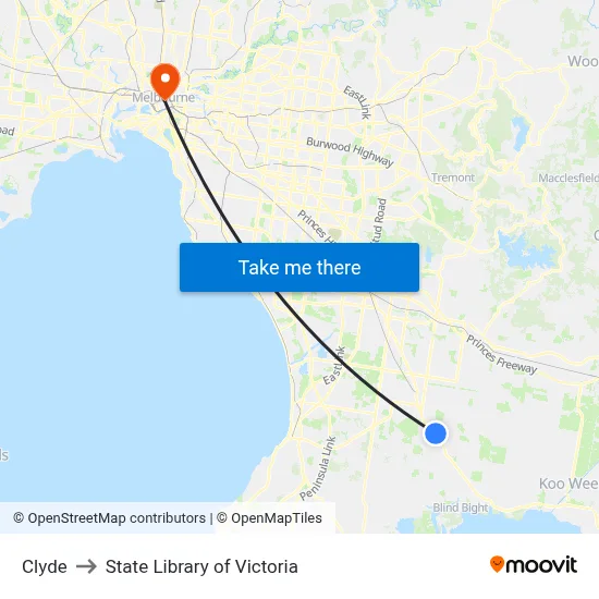 Clyde to State Library of Victoria map