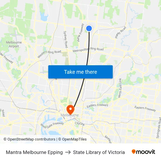 Mantra Melbourne Epping to State Library of Victoria map